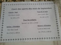 Un programme des cours de sport