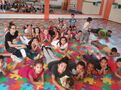 La salle de sport a été équipée d'un tatami multicolore